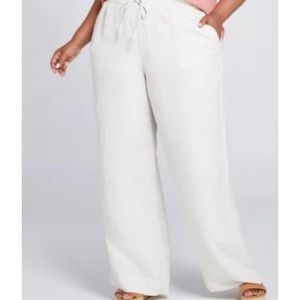 LaneBryant OffWhite Linen WideLeg Pant Sz22/24